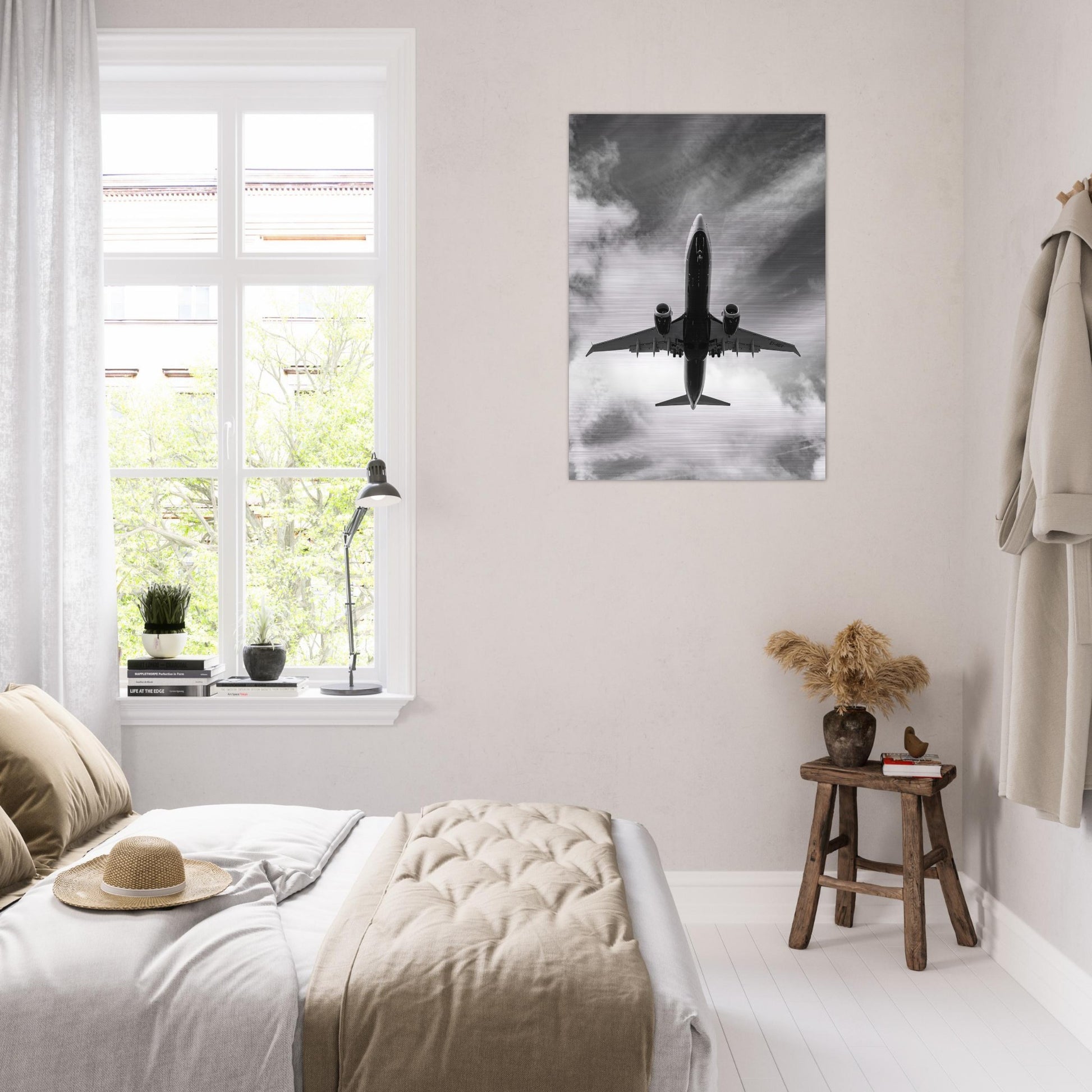 Detailed Aviation Art Print of Ryanair Boeing 737 MAX on Brushed Aluminum