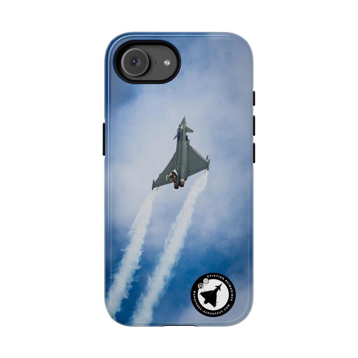 Italian Eurofighter climbing with twin white trails aviation photo iPhone tough phone case – view 44
