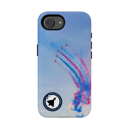 Five Red Arrows Hawks curving with coloured smoke aviation photo iPhone tough phone case – view 17
