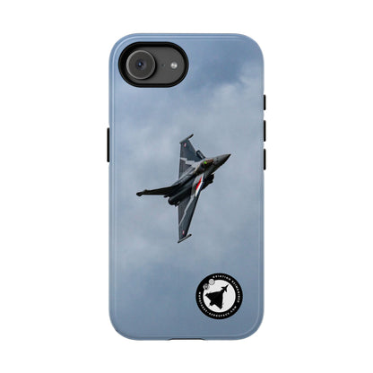 Dark grey striped Rafale banking nose-high in cloud aviation photo iPhone tough phone case – view 61