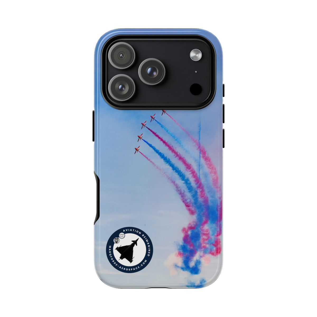 Five Red Arrows Hawks curving with coloured smoke aviation photo iPhone tough phone case – view 18