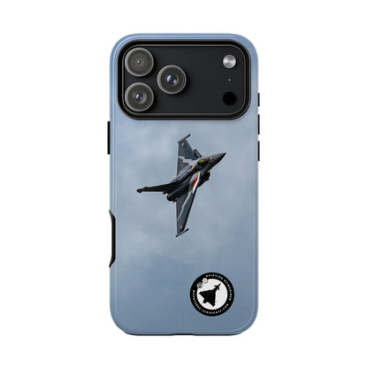 Dark grey striped Rafale banking nose-high in cloud aviation photo iPhone tough phone case – view 63