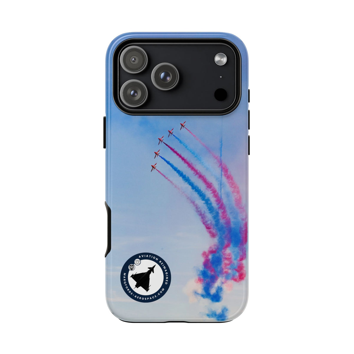 Five Red Arrows Hawks curving with coloured smoke aviation photo iPhone tough phone case – view 19