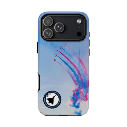 Five Red Arrows Hawks curving with coloured smoke aviation photo iPhone tough phone case – view 19
